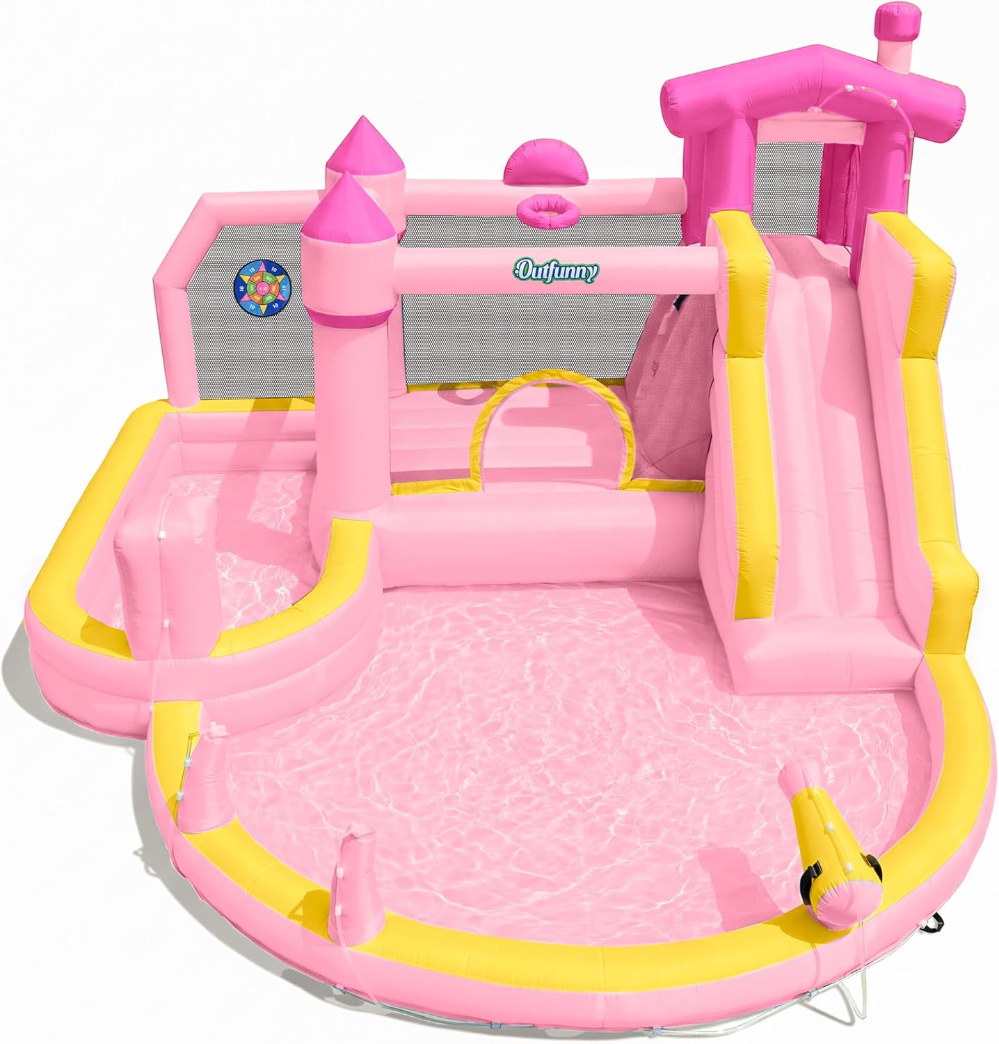 Kids Outdoor Bounce House - Tobogán Acuático Inflable Rosa con Casa