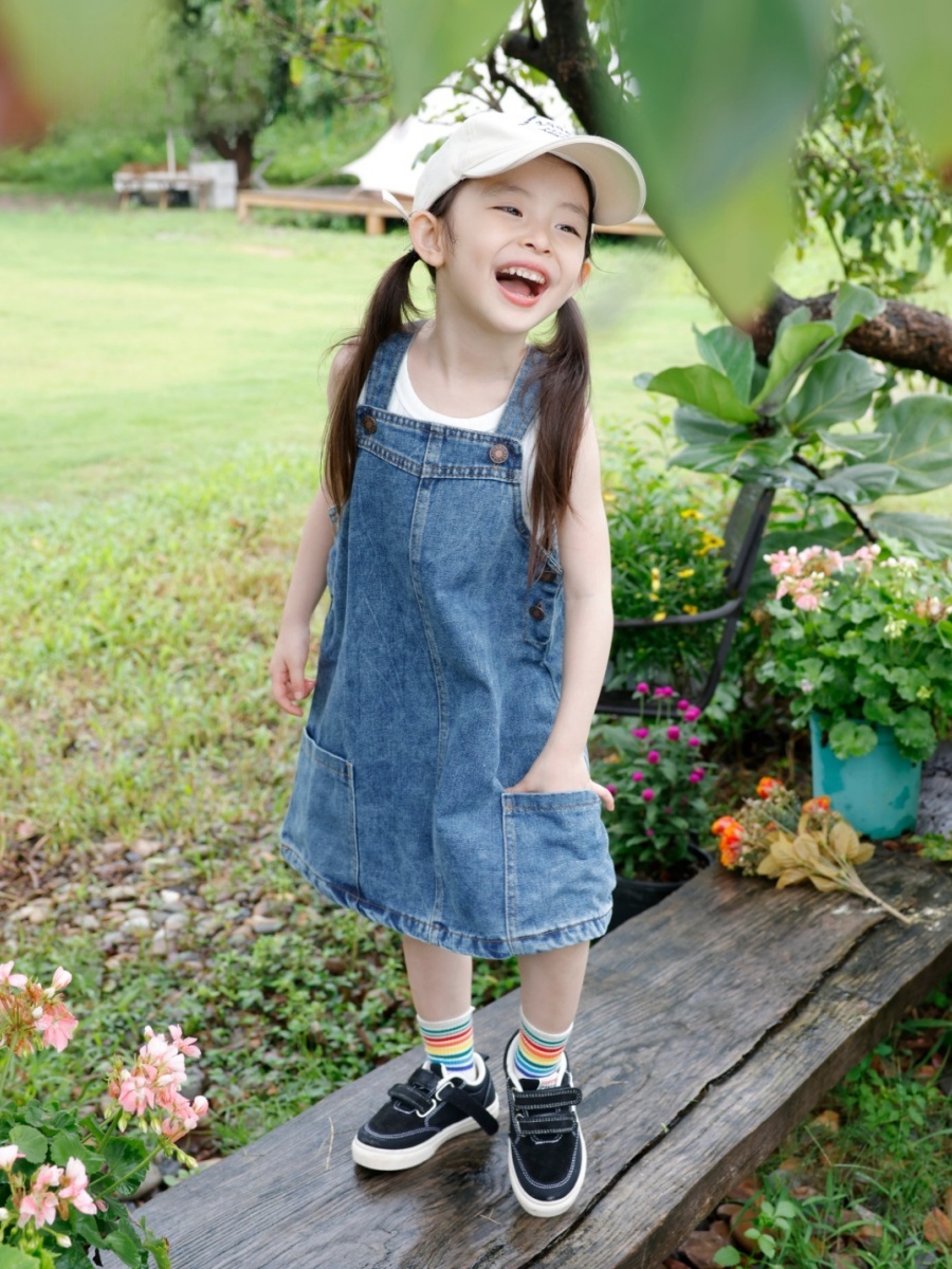 Kids Outdoor Overalls - Peto falda vaquero vintage lavado para