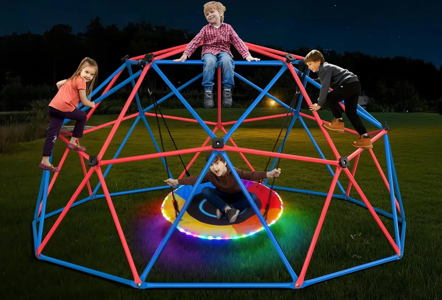 Kids Outdoor Climbing Dome - Columpio Hapfan Climbing Dome con columpio