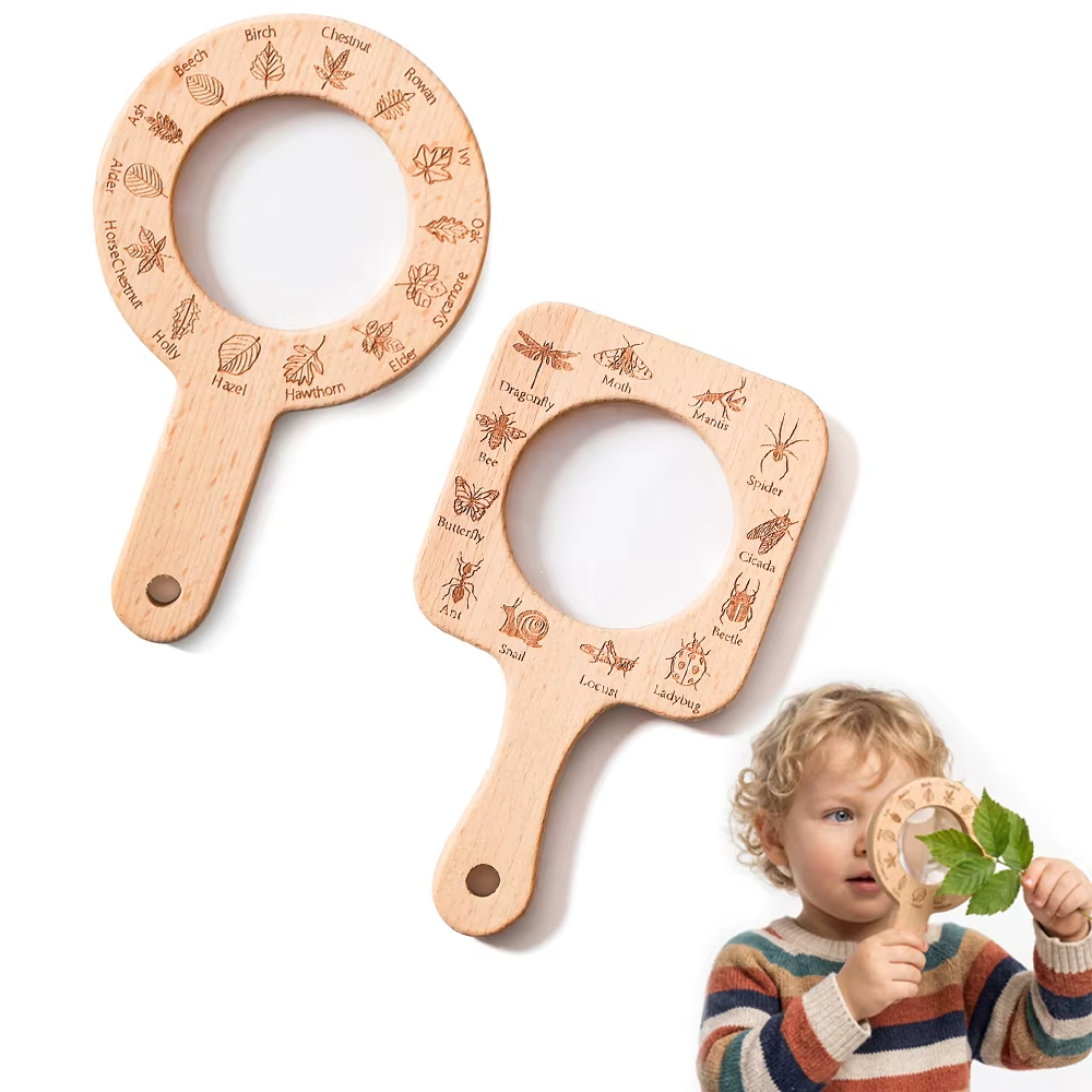 Kids Outdoor Nature Toys - Lupa de Madera para Niños, Observa
