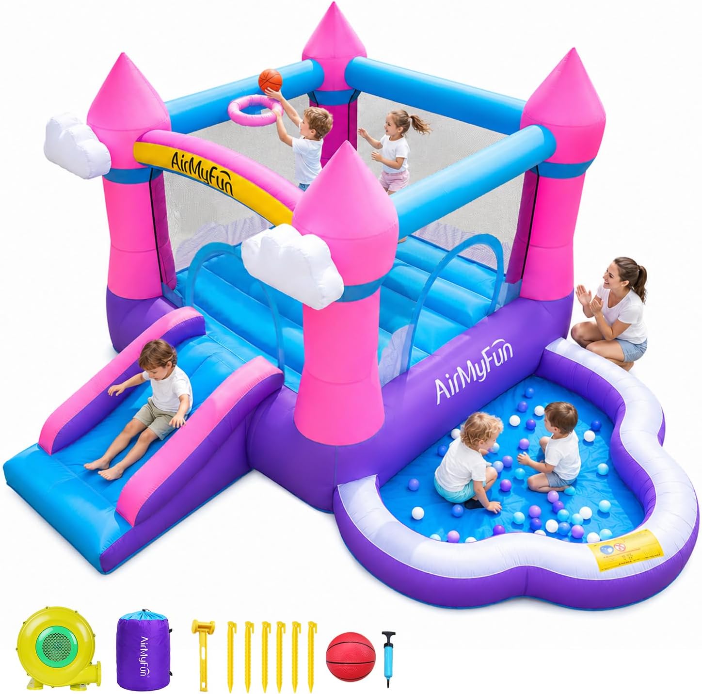 Kids Outdoor Ball - Castillo Inflable Rosa para Niños de