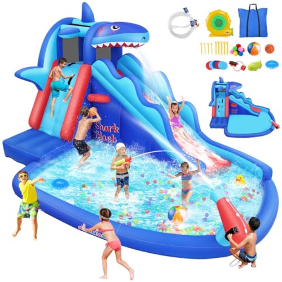 Kids Outdoor Bounce House - Tobogán acuático inflable para niños de