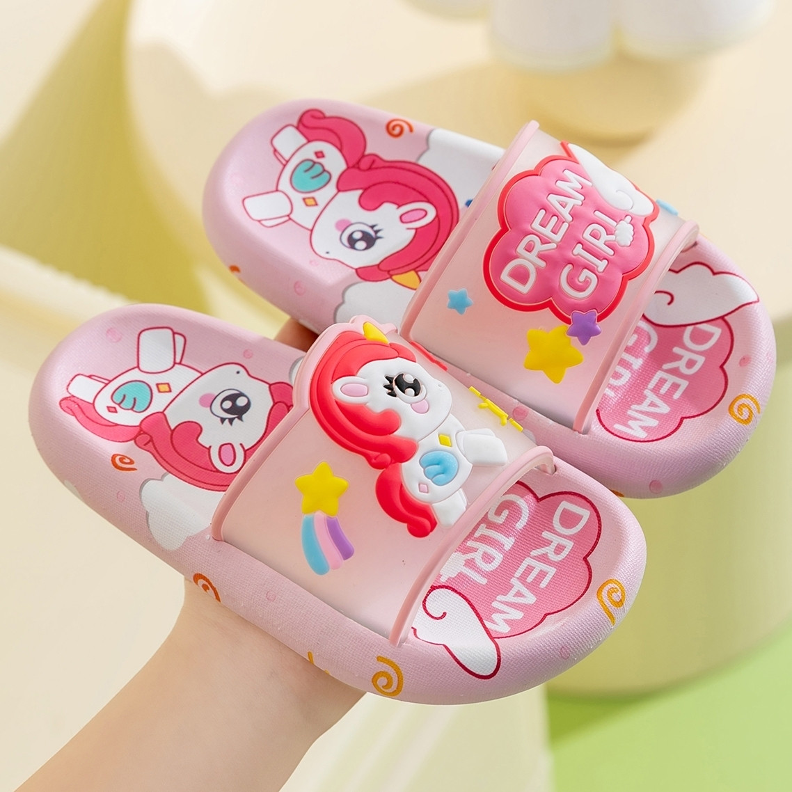 Kids Indoor Outdoor Slippers - Lindas zapatillas de unicornio de dibujos