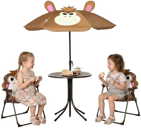 Kids Outdoor Table And Chairs With Umbrella - Conjunto de Mesa y Sillas para