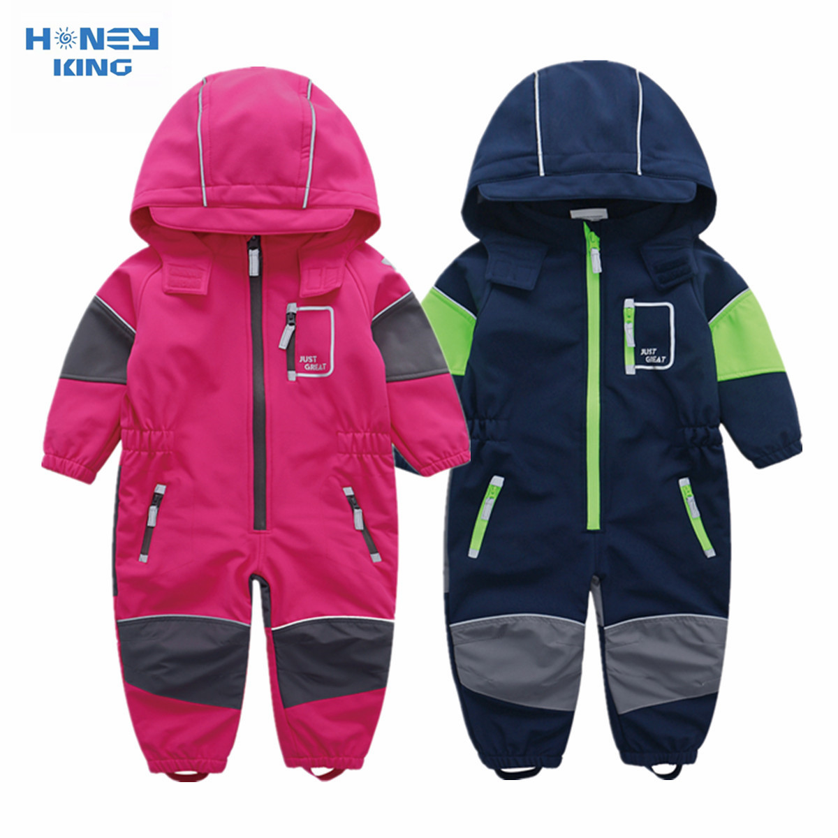 Kids Outdoor Overalls - HONEYKING-monos Softshell para niños, monos con