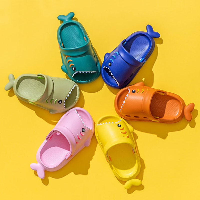 Kids Indoor Outdoor Slippers - Sandalias para niños, tiburón de dibujos