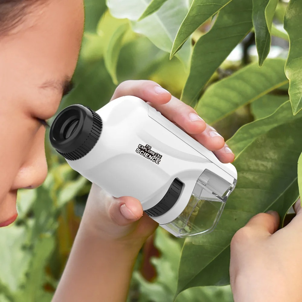 Kids Outdoor Microscope - Microscopio de bolsillo portátil con aumento