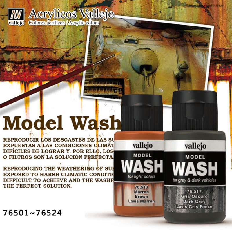 Tamiya Model Paint Set - Vallejo 35ml Model Wash Solución de
