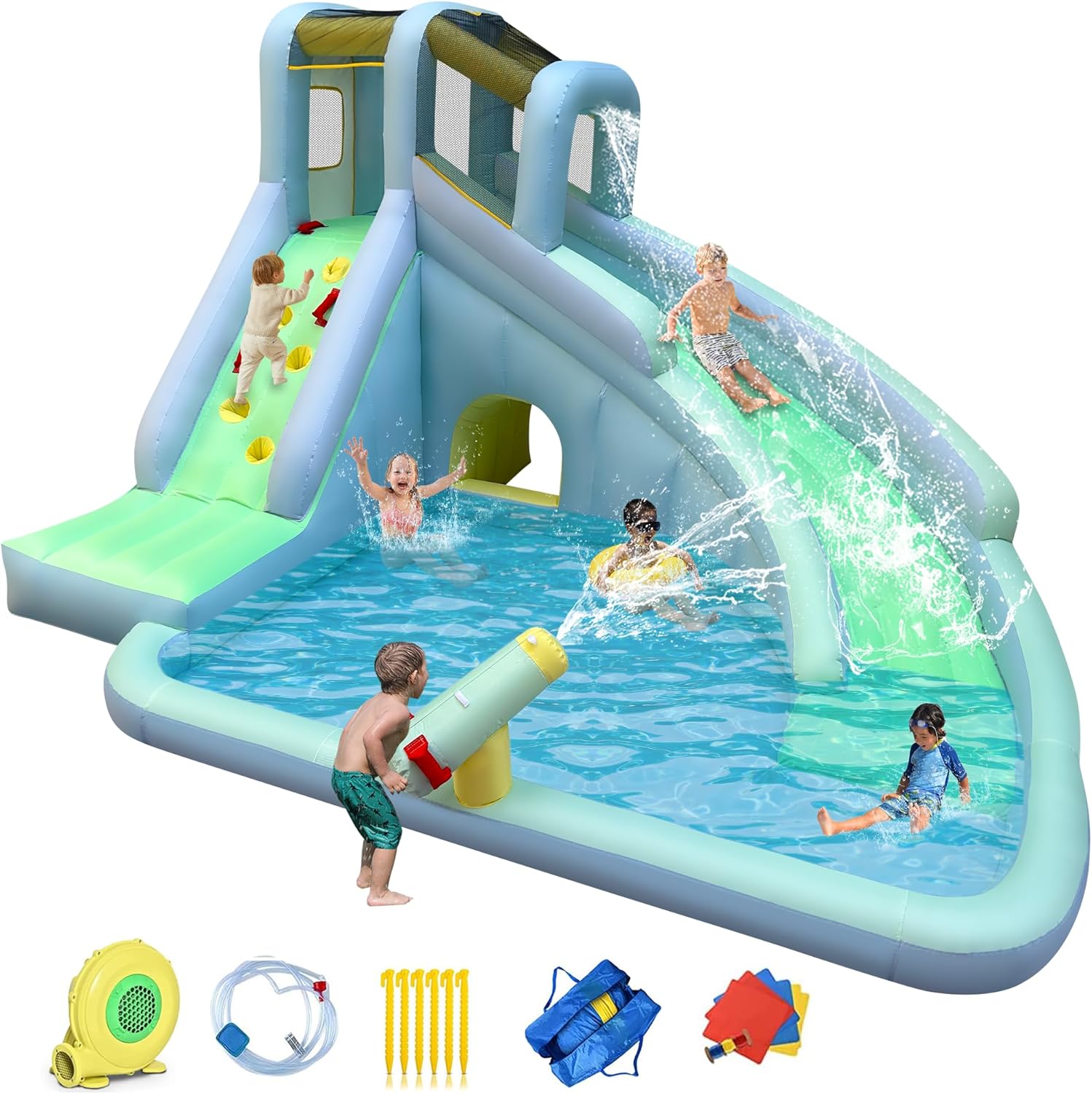 Parque Acuático Inflable 6 en  - Kids Outdoor Bounce House reseña y precio