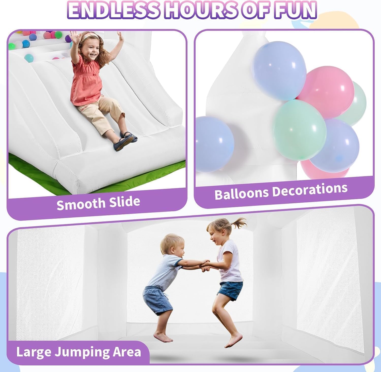 Castillo Inflable Blanco para  - Kids Outdoor Bounce House reseña y precio