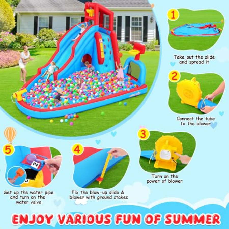 Tobogán acuático inflable para - Kids Outdoor Bounce House reseña y precio