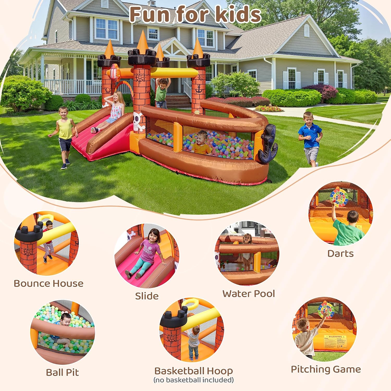 Casa Inflable para Niños de 3  - Kids Outdoor Bounce House reseña y precio