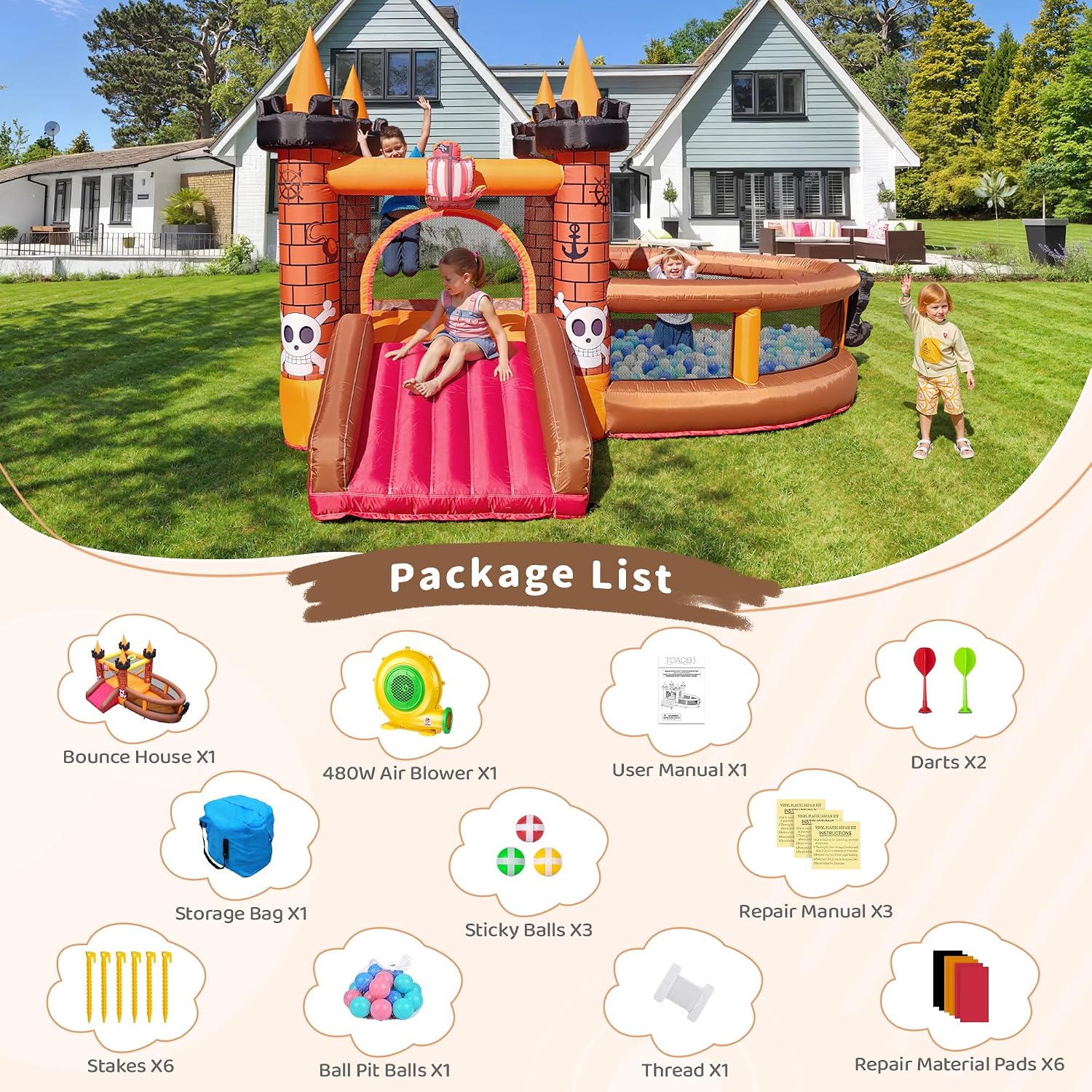Casa Inflable para Niños de 3  - Kids Outdoor Bounce House reseña y precio
