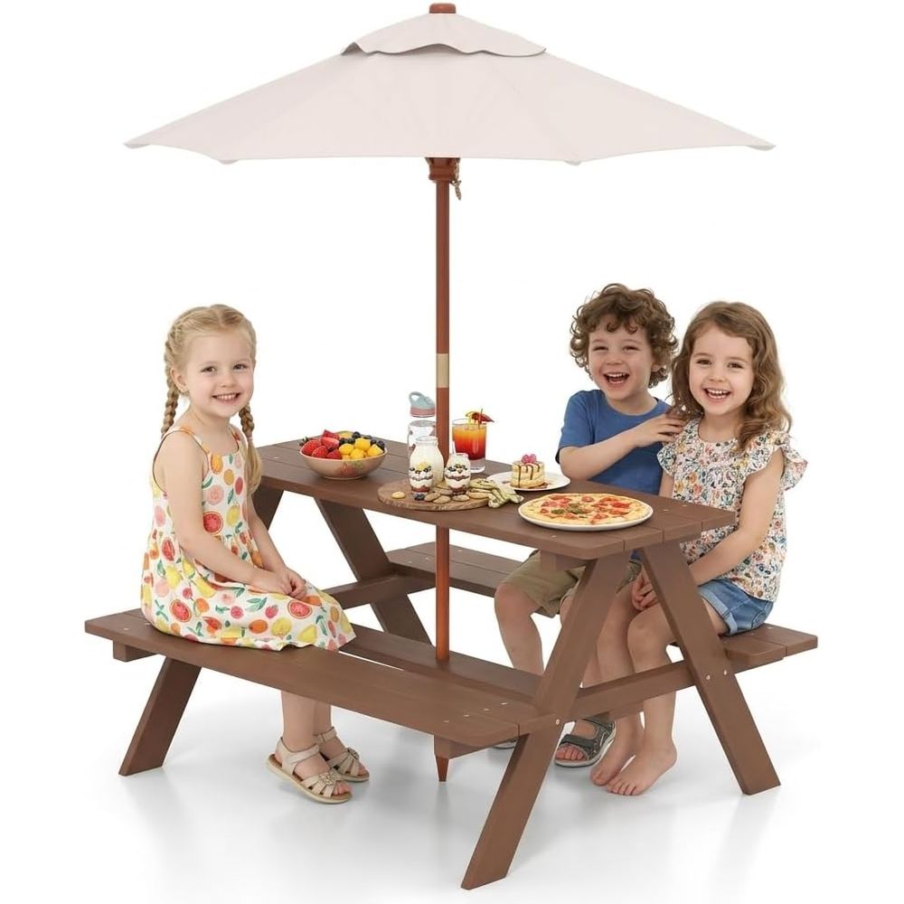 Mesa de Picnic para Niños, Mes - Kids Outdoor Table And Chairs With Umbrella reseña y precio