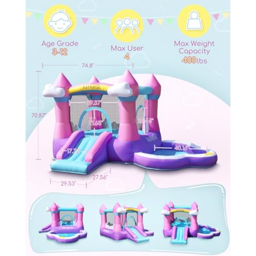 Casa inflable rosa para niños  - Kids Outdoor Ball reseña y precio