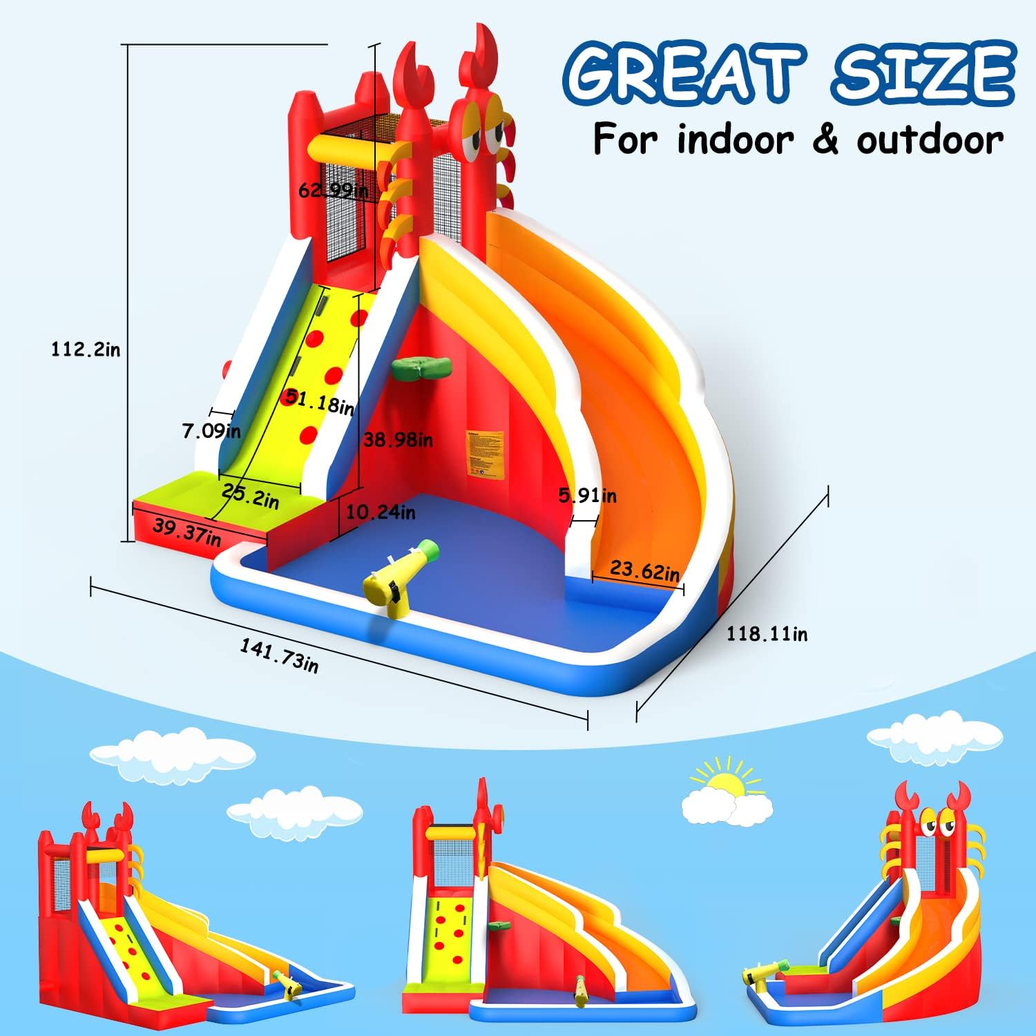 Gran Casa de Brinco Inflable c - Kids Outdoor Bounce House reseña y precio